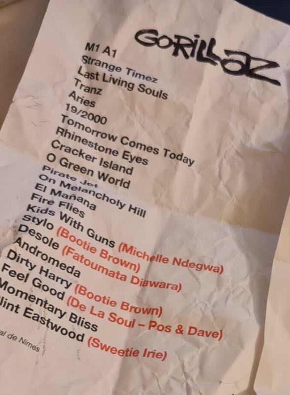 setlist du concert de Gorillaz